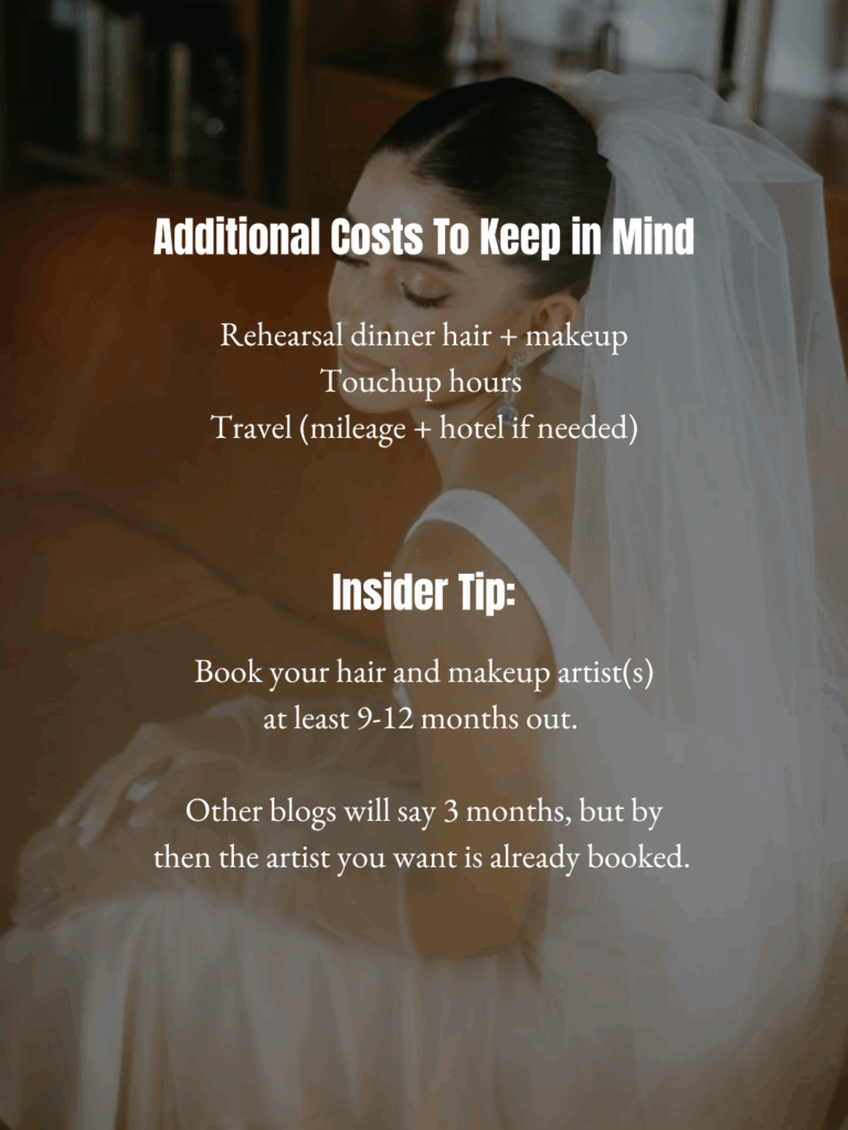 How much should I expect to spend for hair and makeup for my wedding in Los Angeles or my wedding in Napa?
