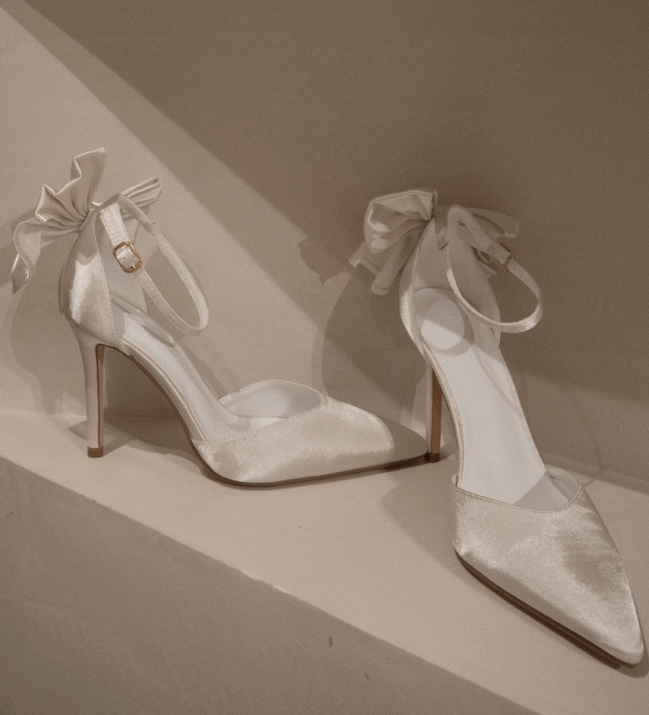 satin ivory wedding shoes