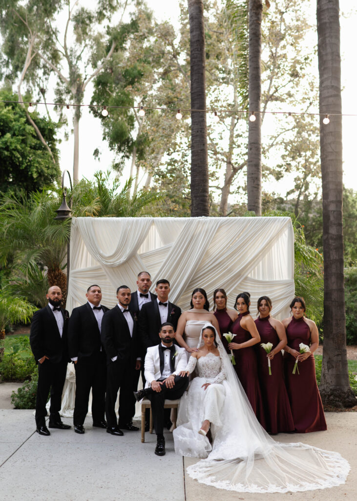 Vogue inspired bridal portraits | bride and groom portraits with wedding party