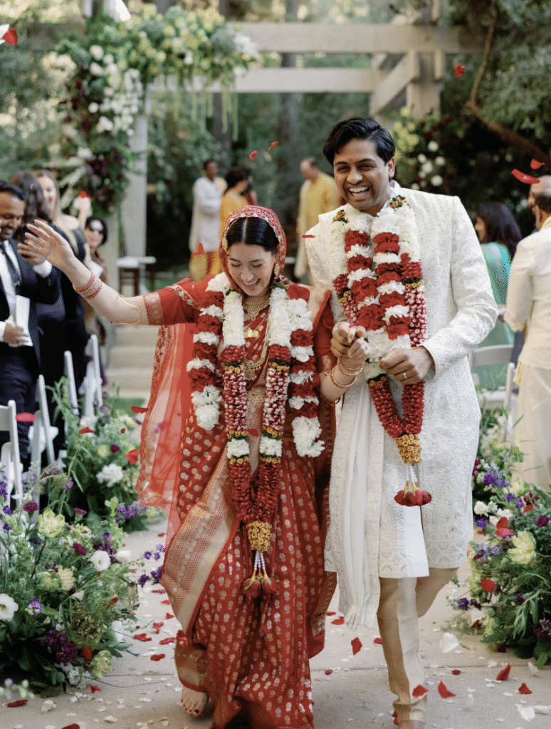 “emotional Indian wedding ceremony Calamigos Ranch Malibu, wedding vows moment, outdoor Malibu wedding photography, romantic ceremony inspiration”