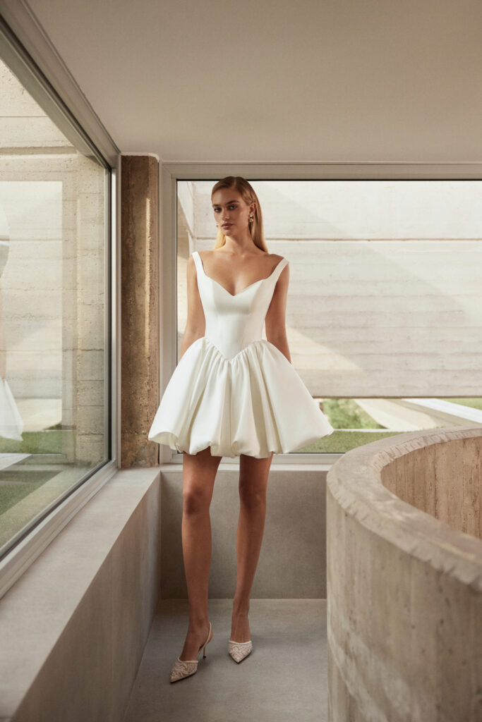 KOTAPSKA Roman Holiday bride in playful, lightweight bridal gown