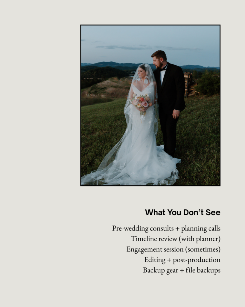 Wedding photographer capturing couple portrait during golden hour | wedding photography pricing guide 2026