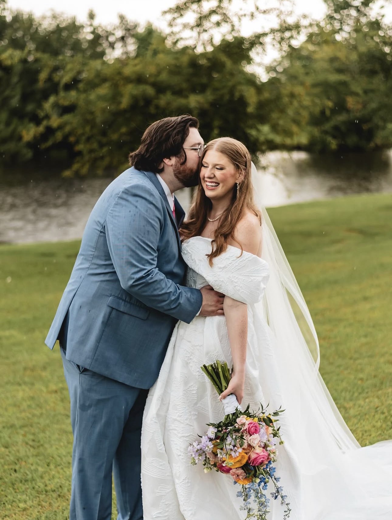 Bride and groom, gown altered by Alexandria Tailleur