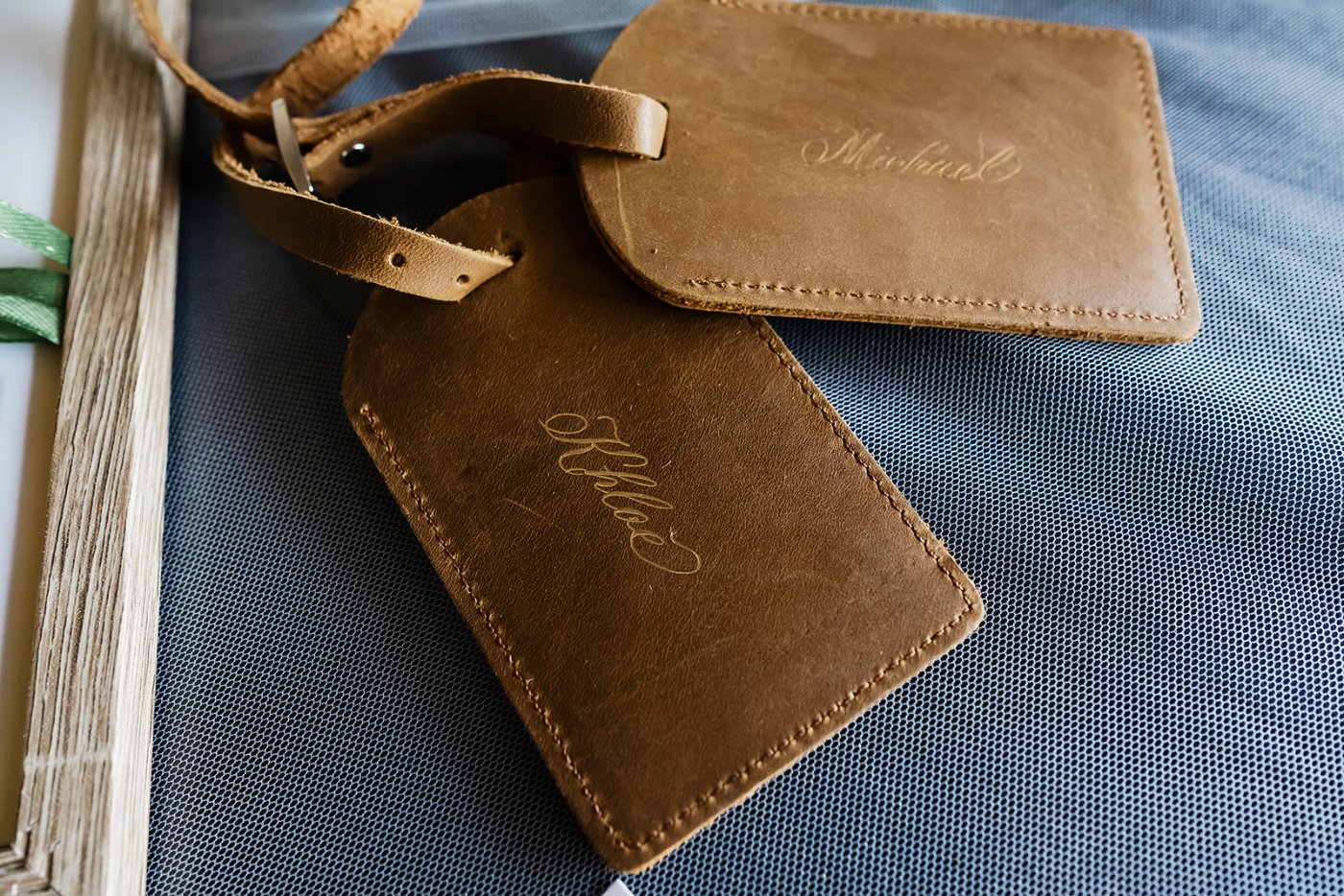 Custom Mr and Mrs leather luggage tags