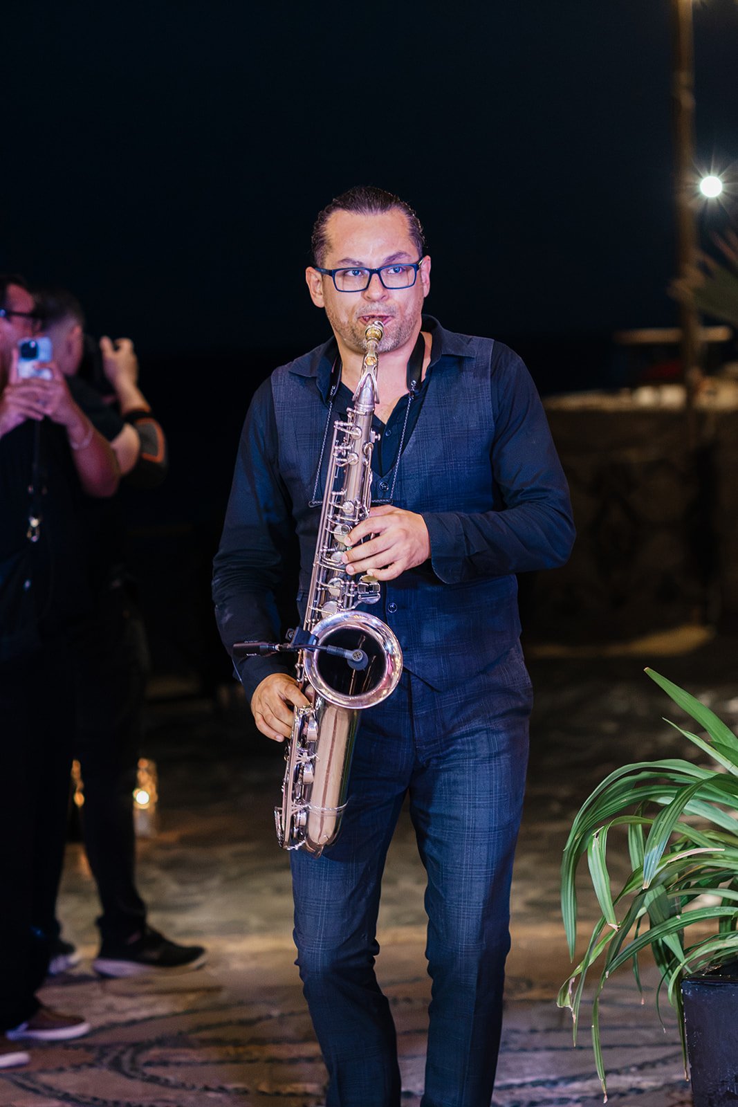 Saxophonist performing at the reception